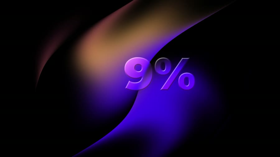 A percentage counting upward over a soft violet gradient plate